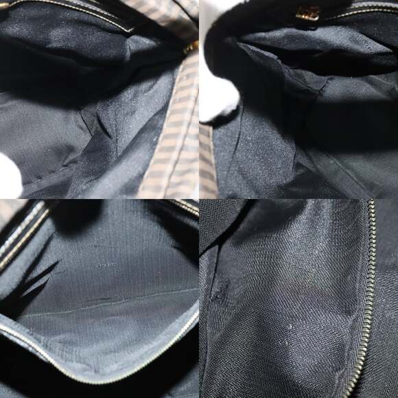 FENDI Pecan Canvas Tote Bag Pvc Black Brown Gold - Picture 12 of 12